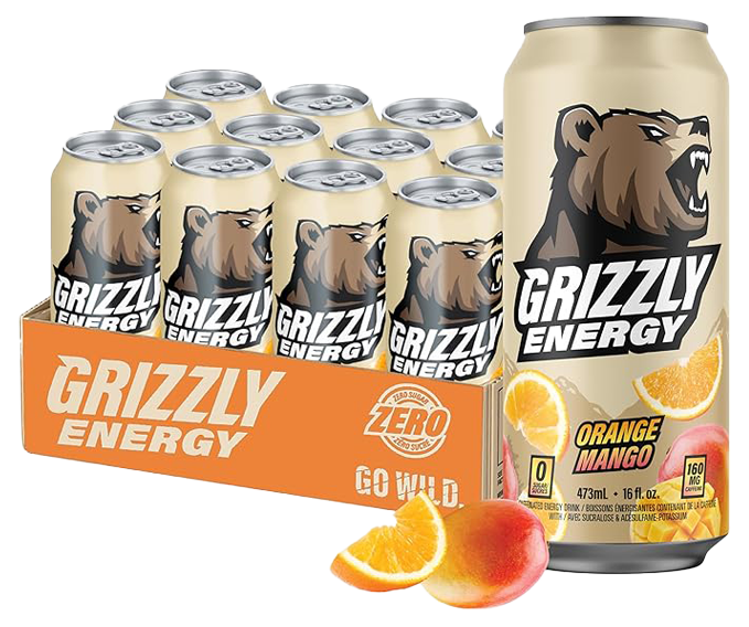 GRIZZLY Orange Mango<br>473mL Can - 12 pack